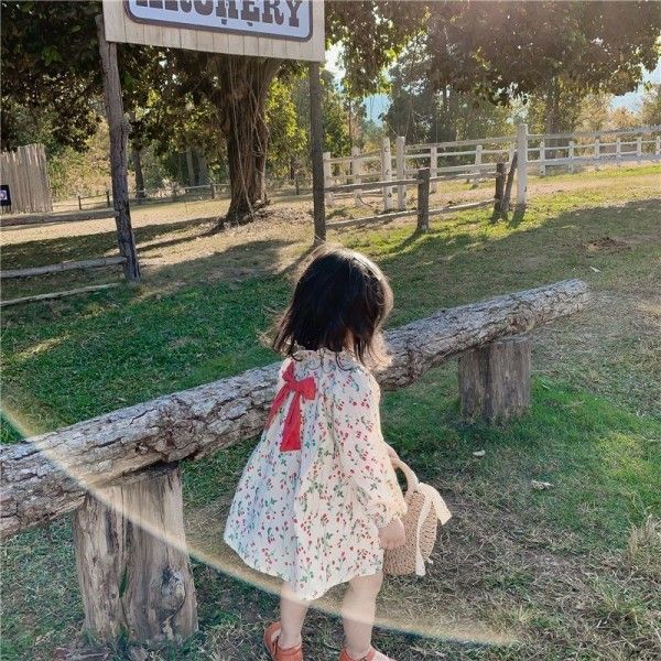 Caviar children's wear 2020 spring 0-5-year-old girl virgin little fresh flower bow Baby Dress