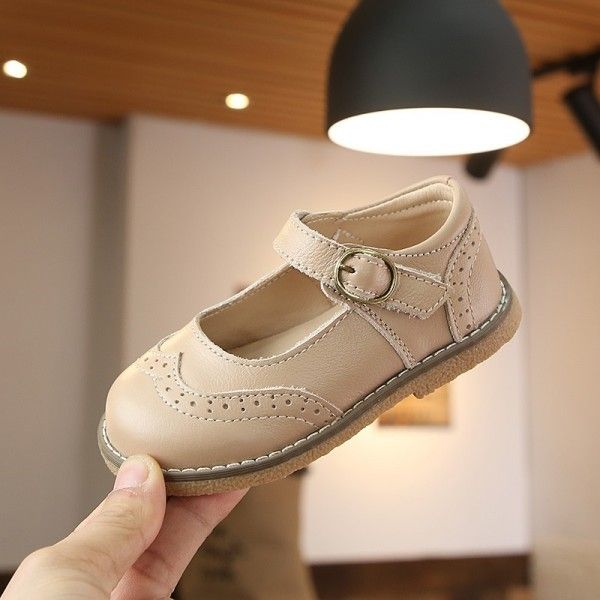 Children's shoes spring and autumn retro British girls' single shoes leather soft sole baby shoes Korean children's shoes
