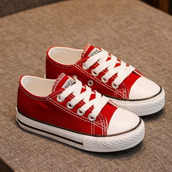 Classic children's canvas shoes breathable boys' casual board shoes girls' low top single shoes Korean baby students' fashion shoes
