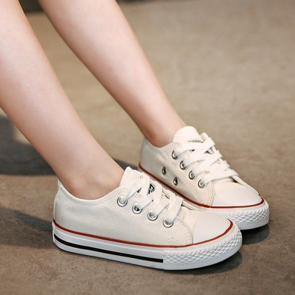 Classic children's canvas shoes breathable boys' casual board shoes girls' low top single shoes Korean baby students' fashion shoes
