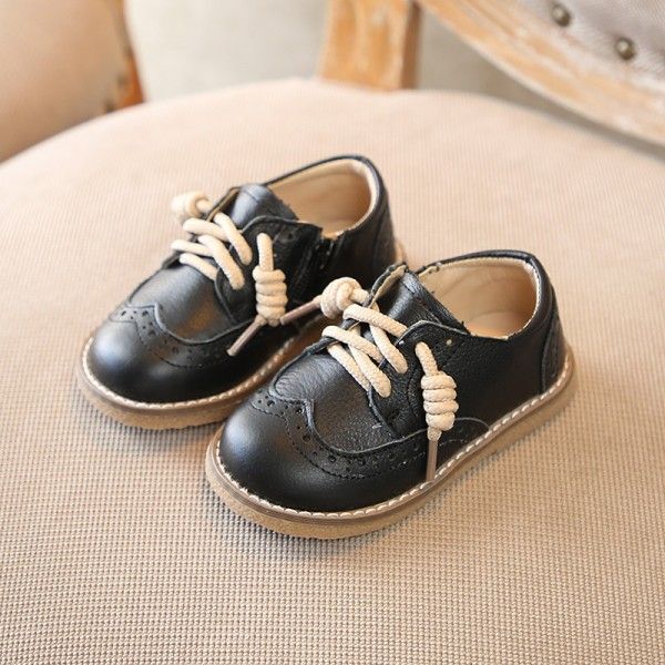 Children's shoes retro British style children's shoes spring and autumn new baby shoes leather soft sole single shoes for boys and girls
