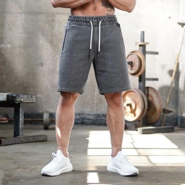 Cross border new muscle brothers fitness shorts summer casual loose pants men's training pants cotton
