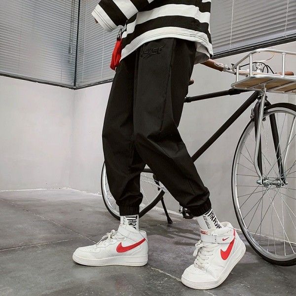 Pants men's Korean Trend spring Leggings straight casual pants loose and versatile sportswear trendy Pai Capris