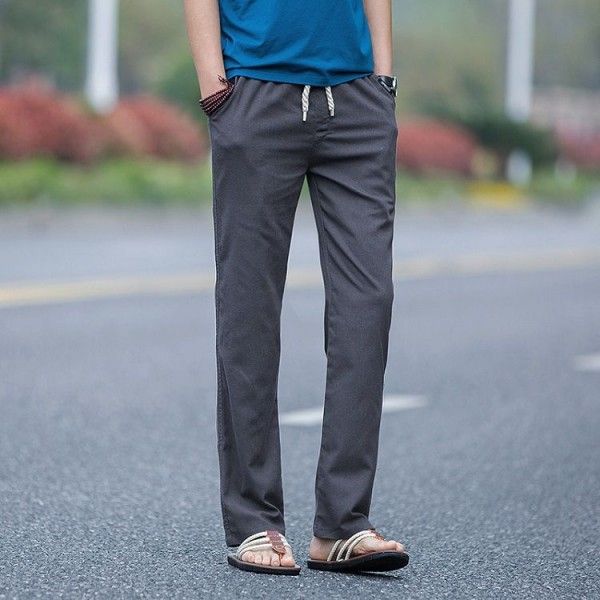 Linen pants men's loose cotton and linen pants thin men's casual pants summer linen pants trendy retro straight tube large size
