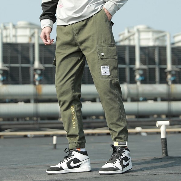 Men's pants, overalls, men's autumn functional loose, Korean fashion, leisure, leggings, nine point sports pants, men's wholesale 