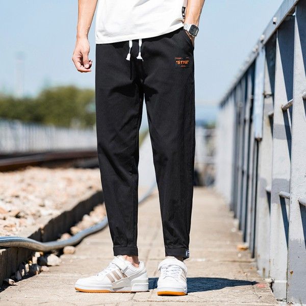 Men's casual pants men's autumn 2020 new cotton linen loose legging trend simple Capris 