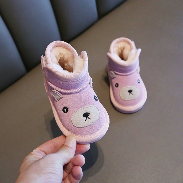 Children's snow boots 1-3 years old men's Plush children's soft soled cotton shoes children's leather boots 2 years old women's walking shoes 