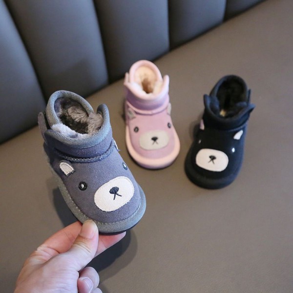 Children's snow boots 1-3 years old men's Plush children's soft soled cotton shoes children's leather boots 2 years old women's walking shoes 