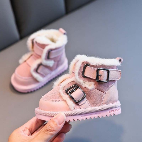 Baby snow boots baby soft soled walking shoes 1-3 years old boys' casual cotton shoes with plush and thickened winter girls' fashion