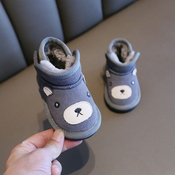 Children's snow boots 1-3 years old men's Plush children's soft soled cotton shoes children's leather boots 2 years old women's walking shoes 