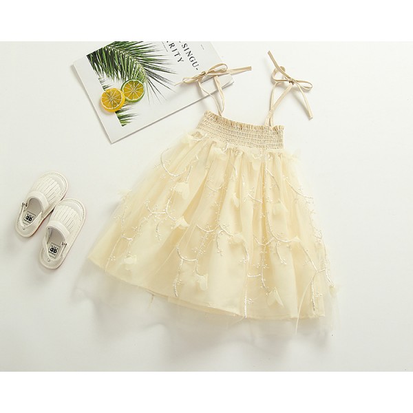 E Wen foreign trade children's wear 2020 summer new girls' suspender skirt three dimensional flower princess dress 1837