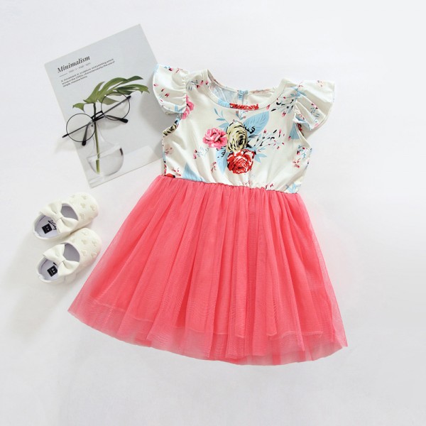 Ew children's clothing 2020 summer new cross border Euro American Girl Flower Princess Dress Baby Dress 1924