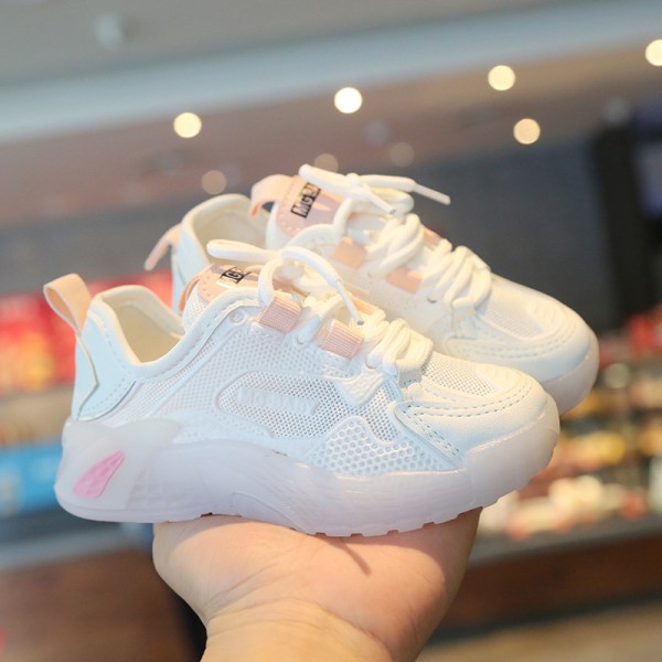 Children's sports shoes girls' 2021 spring new little girl's breathable mesh cloth mesh shoes student soft sole running shoes