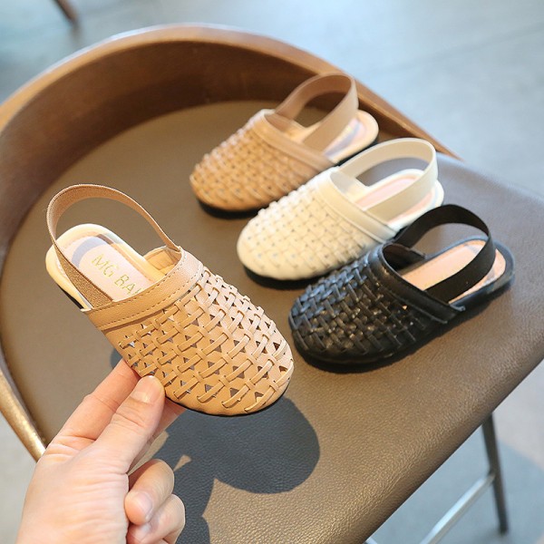 Children's Woven sandals girls' 2021 summer Japanese New Retro foot casual shoes Baotou children's sandals