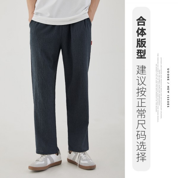 Pre sale men's new side logo decorative straight pants men's 2021 Summer Urban Simple thin casual pants