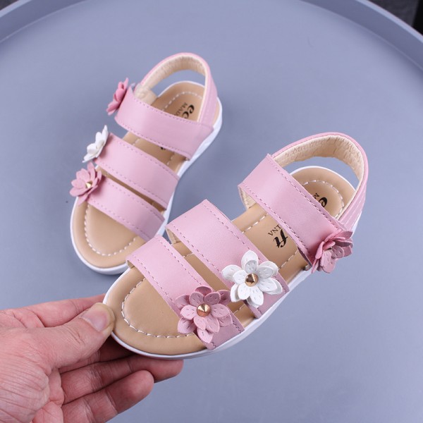 Children's summer sandals girls lovely flowers Rom...