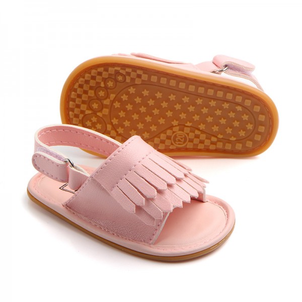 Baby shoes wholesale summer new frosted tassel sandals baby toddlers rubber soled sandals lj0532 