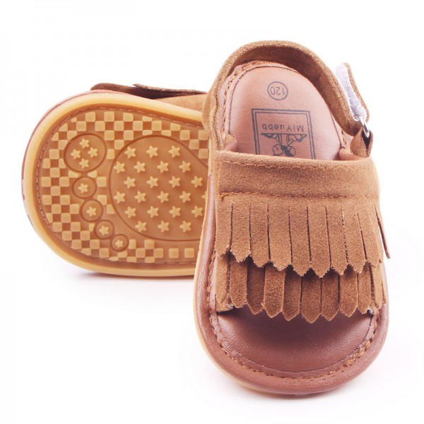 Baby shoes wholesale summer new frosted tassel sandals baby toddlers rubber soled sandals lj0532 